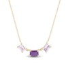 Thumbnail Image 1 of Emerald-Cut Amethyst Trio Necklace in 10K Gold
