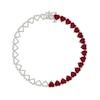 Thumbnail Image 2 of Heart-Shaped Lab-Created Ruby and Link Bracelet in Sterling Silver - 7.25”