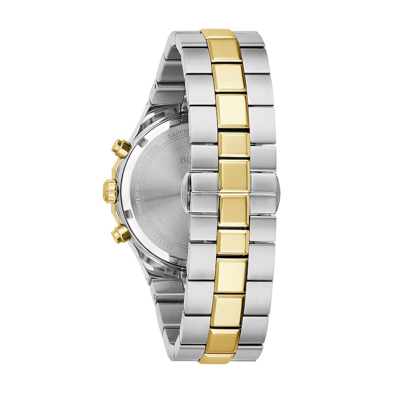 Main Image 3 of Men's Bulova Classic Prestige Two-Tone IP Chronograph Watch with Octagonal White Dial (Model: 98B450)