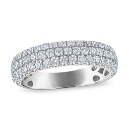 0.95 CT. T.W. Certified Lab-Grown Diamond Triple Row Anniversary Band in 10K White Gold (F/VS2)