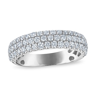 0.95 CT. T.W. Certified Lab-Created Diamond Triple Row Anniversary Band in 10K White Gold (F/VS2)