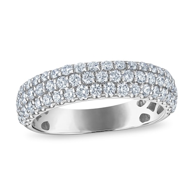 0.95 CT. T.W. Certified Lab-Created Diamond Triple Row Anniversary Band in 10K White Gold (F/VS2)