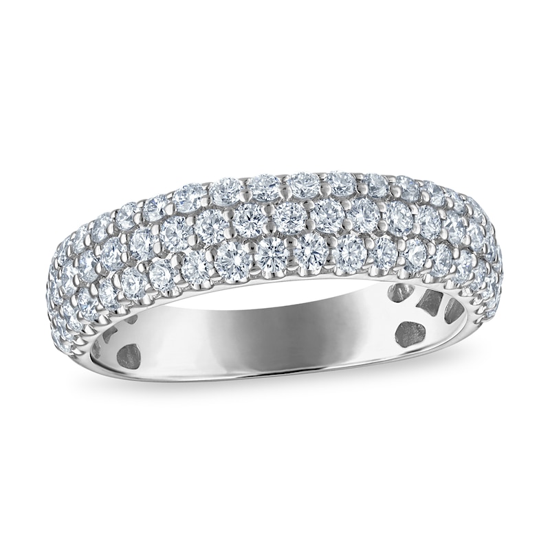 0.95 CT. T.W. Certified Lab-Created Diamond Triple Row Anniversary Band in 10K White Gold (F/VS2)