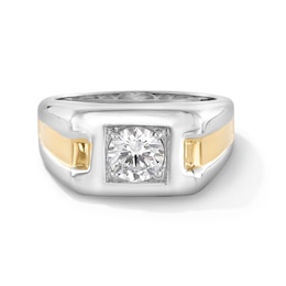 1.00 CT. Certified Lab-Grown Diamond Solitaire Signet Ring in Sterling Silver and 14K Gold Plate (F/SI2)