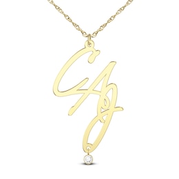 0.05 CT. Certified Lab-Grown Diamond Solitaire Dangle with Script Initial Pendant (F/VS2) - 2 or 3 Initials