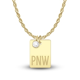 0.05 CT. Certified Lab-Grown Diamond Solitaire Charm with Engravable Initial Tag Pendant (F/VS2) - 1 to 3 Initials