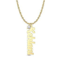 0.05 CT. Certified Lab-Grown Diamond Solitaire Charm with Vertical Name Pendant (F/VS2) - 1 Line