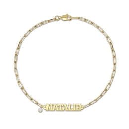 0.05 CT. Certified Lab-Grown Diamond Solitaire Charm with Block Name Bracelet (F/VS2) - 1 Line