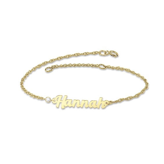0.05 CT. Certified Lab-Grown Diamond Solitaire Script Name Bracelet