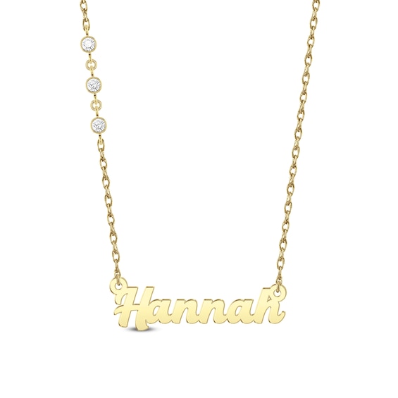 0.15 CT. T.w. Certified Lab-Grown Diamond Offset Station Name Necklace