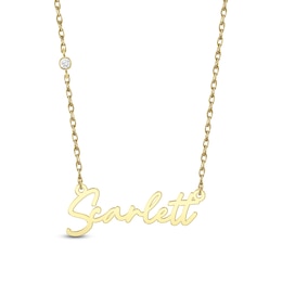 0.05 CT. Certified Lab-Grown Diamond Solitaire Station Script Name Necklace (F/VS2) - 1 Line