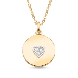 0.04 CT. T.W. Certified Lab-Grown Diamond Heart Engravable Disc Pendant (1 Line)