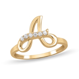 0.09 CT. T.W. Certified Lab-Grown Diamond Initial Ring (1 Letter)