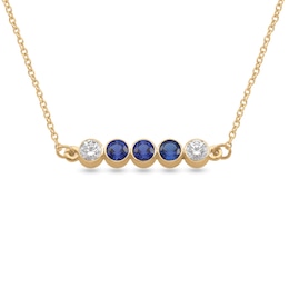 Birthstone and 0.34 CT. T.W. Certified Lab-Grown Diamond Bezel-Set Necklace (1-3 Stones)