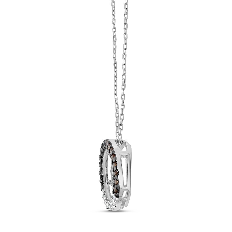 0.23 CT. T.W. Black, White and Champagne Diamond Circle Pendant in Sterling Silver