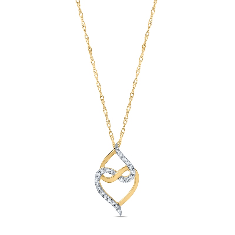 0.18 CT. T.W. Diamond Interlocking Double Heart Pendant in Sterling Silver with 14K Gold Plate