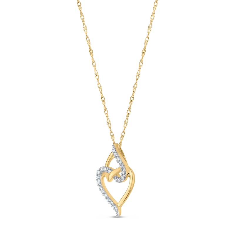 0.18 CT. T.W. Diamond Interlocking Double Heart Pendant in Sterling Silver with 14K Gold Plate