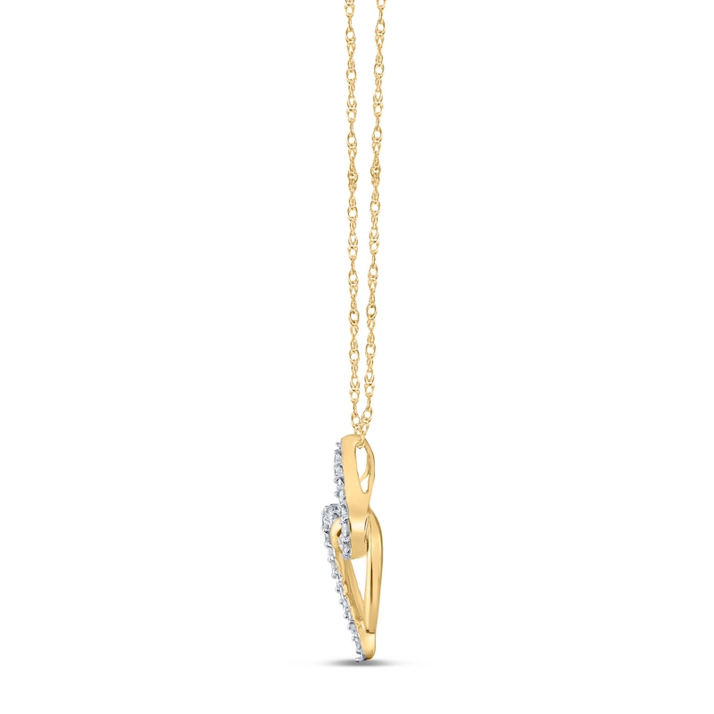 0.18 CT. T.W. Diamond Interlocking Double Heart Pendant in Sterling Silver with 14K Gold Plate