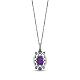 Disney Treasures The Nightmare Before Christmas Oval Amethyst and Diamond Pendant in Black Sterling Silver - 19”