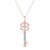 Thumbnail Image 1 of 0.145 CT. T.W. Diamond Clover Key Pendant in Sterling Silver with 14K Rose Gold Plate