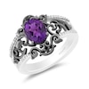 Thumbnail Image 1 of Disney Treasures The Nightmare Before Christmas Oval Amethyst and 0.085 CT. T.W. Diamond Ring in Black Sterling Silver