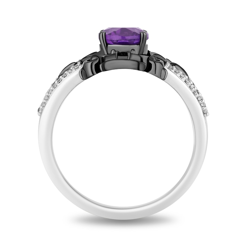 Main Image 3 of Disney Treasures The Nightmare Before Christmas Oval Amethyst and 0.085 CT. T.W. Diamond Ring in Black Sterling Silver