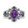 Thumbnail Image 4 of Disney Treasures The Nightmare Before Christmas Oval Amethyst and 0.085 CT. T.W. Diamond Ring in Black Sterling Silver