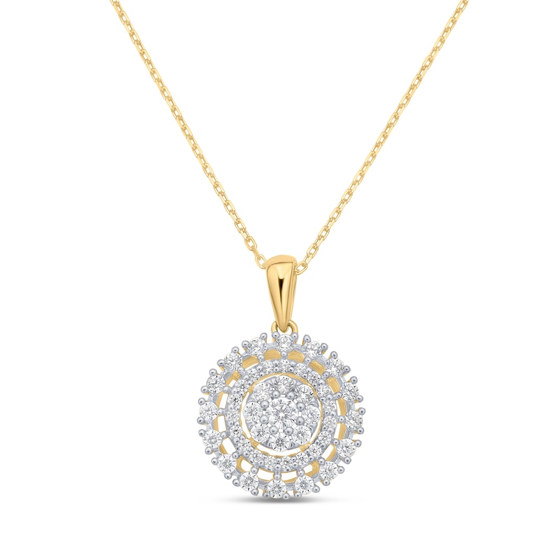 0.45 CT. T.W. Multi-Diamond Double Frame Pendant in 14K Gold