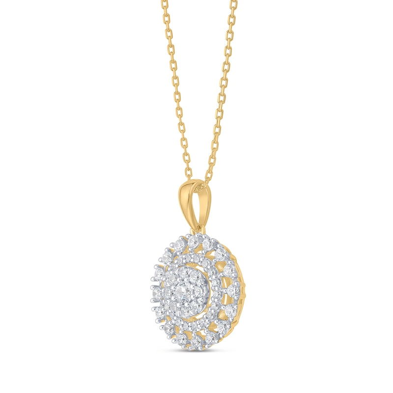 0.45 CT. T.W. Multi-Diamond Double Frame Pendant in 14K Gold