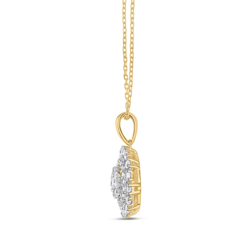 0.45 CT. T.W. Multi-Diamond Double Frame Pendant in 14K Gold