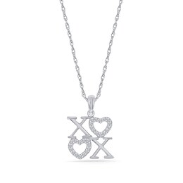 0.085 CT. T.W. Diamond "XOXO" Stacked Pendant in Sterling Silver