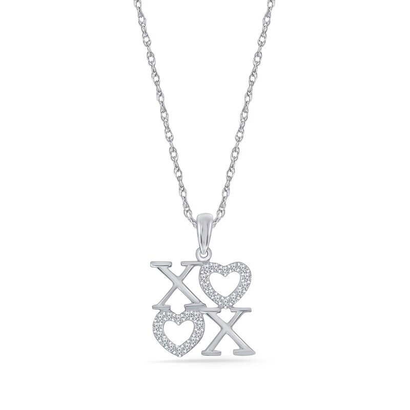 0.085 CT. T.W. Diamond "XOXO" Stacked Pendant in Sterling Silver