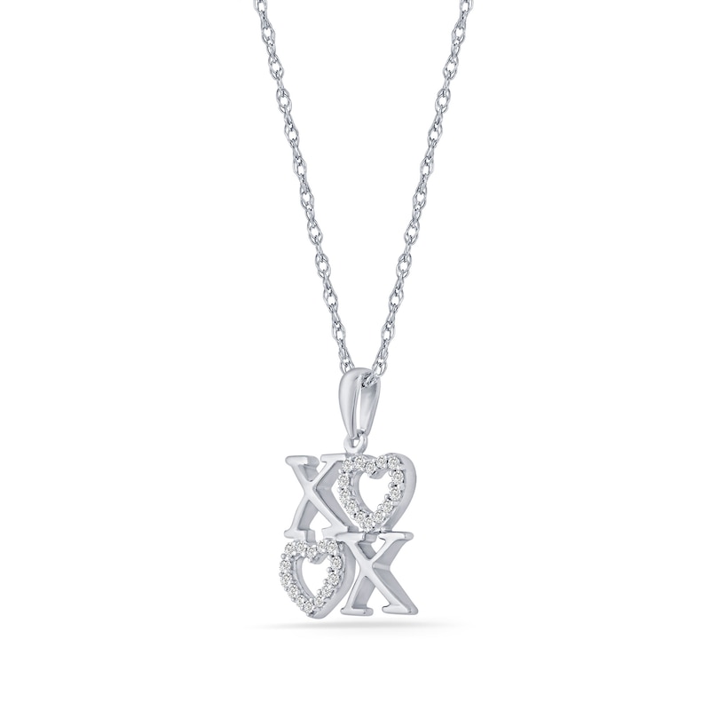 0.085 CT. T.W. Diamond "XOXO" Stacked Pendant in Sterling Silver