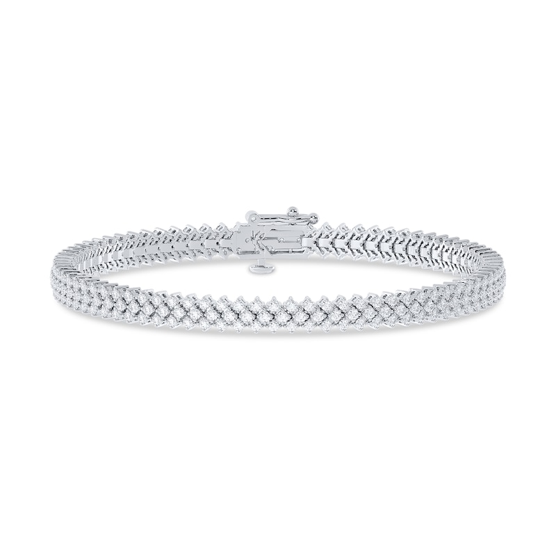 1.95 CT. T.W. Diamond Chevron Triple Row Bracelet in 10K White Gold - 7.5"