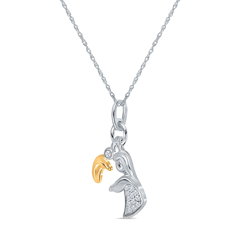 0.085 CT. T.W. Diamond Mother and Child Double Charm Pendant in Sterling Silver and 14K Two-Tone Gold