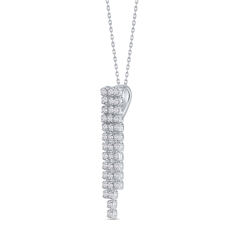 0.45 CT. T.W. Diamond Triple Row Vertical Drop Pendant in 14K White Gold