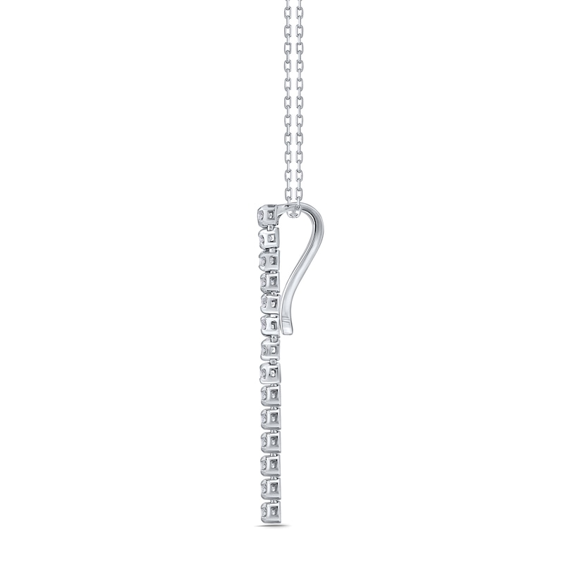 0.45 CT. T.W. Diamond Triple Row Vertical Drop Pendant in 14K White Gold