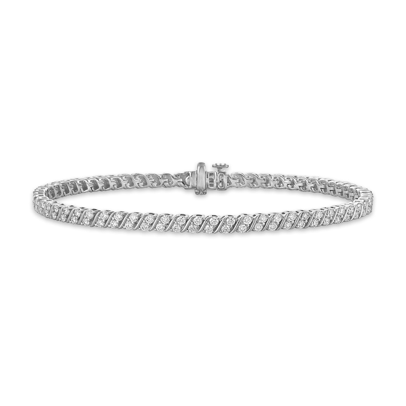 Main Image 1 of 1.95 CT. T.W. Certified Lab-Grown Diamond "S" Link Tennis Bracelet in 10K White Gold (F/VS2) - 7.25"
