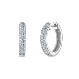 0.45 CT. T.W. Certified Lab-Grown Diamond Triple Row Hoop Earrings in 10K White Gold (F/VS2)