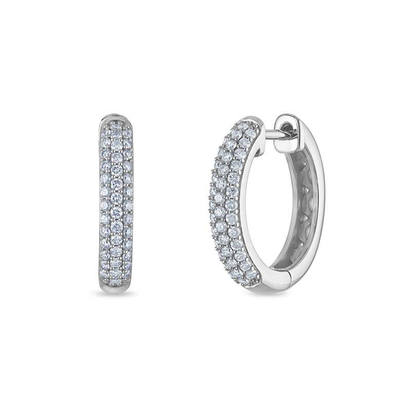 0.45 CT. T.W. Certified Lab-Grown Diamond Triple Row Hoop Earrings in 10K White Gold (F/VS2)