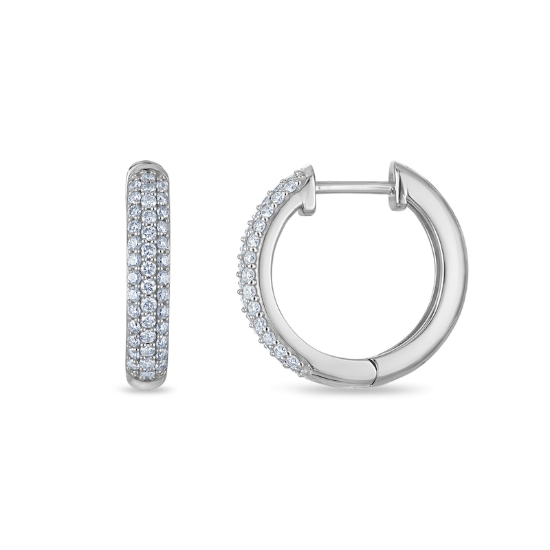 0.45 CT. T.W. Certified Lab-Grown Diamond Triple Row Hoop Earrings in 10K White Gold (F/VS2)