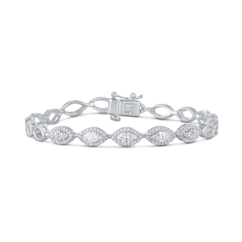 0.95 CT. T.W. Marquise-Cut Certified Lab-Grown Diamond Frame Link Bracelet in 14K White Gold (F/VS2)
