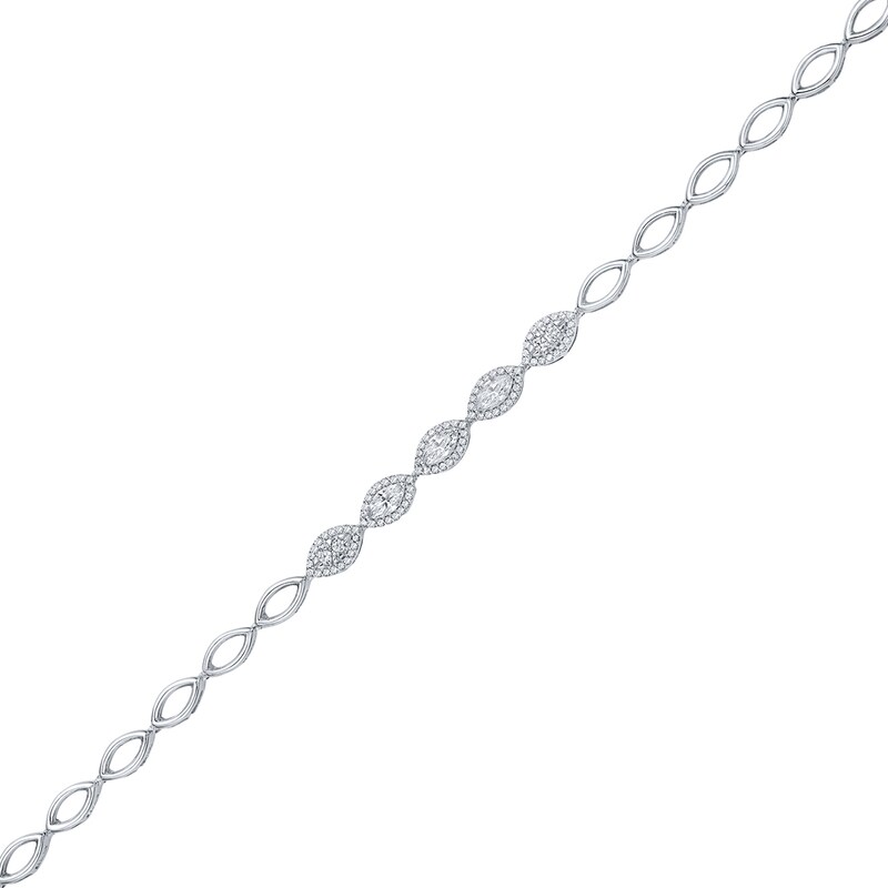0.95 CT. T.W. Marquise-Cut Certified Lab-Grown Diamond Frame Link Bracelet in 14K White Gold (F/VS2)