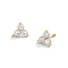 Thumbnail Image 1 of Child’s Cubic Zirconia Three Stone Stud Earrings in Solid 14K Gold