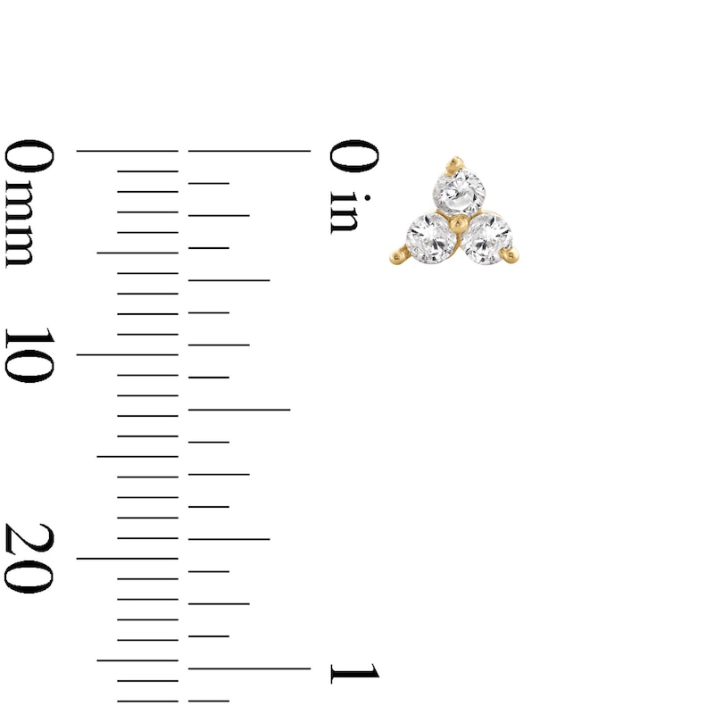 Main Image 2 of Child’s Cubic Zirconia Three Stone Stud Earrings in Solid 14K Gold