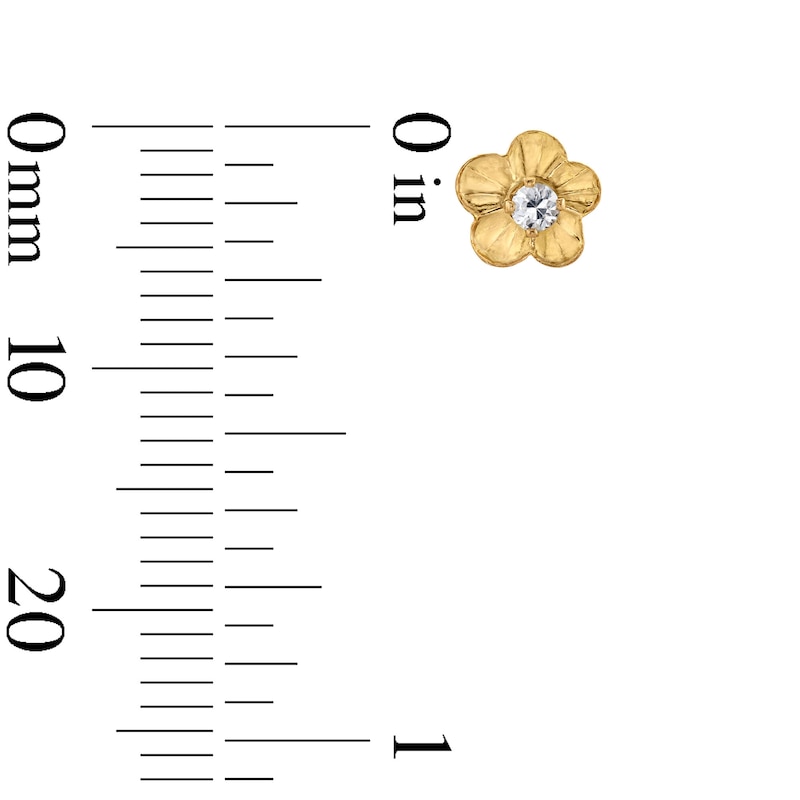 Child’s Cubic Zirconia Flower Stud Earrings in Solid 14K Gold