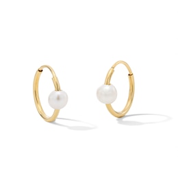 Child’s 3.5-4.0mm Freshwater Cultured Pearl Endless Hoop Earrings in Hollow 14K Gold