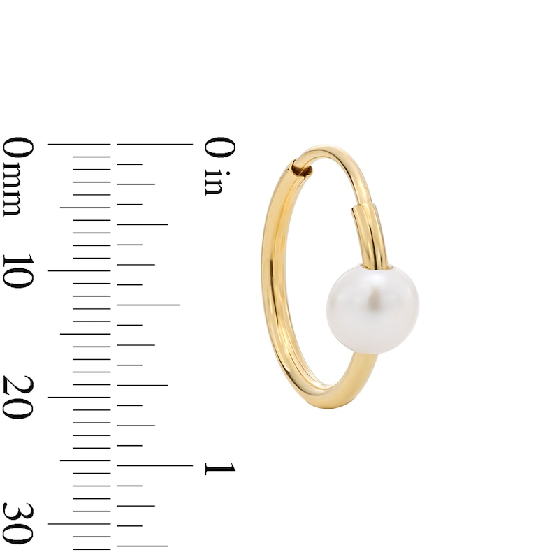 Child’s 3.5-4.0mm Freshwater Cultured Pearl Endless Hoop Earrings in Hollow 14K Gold