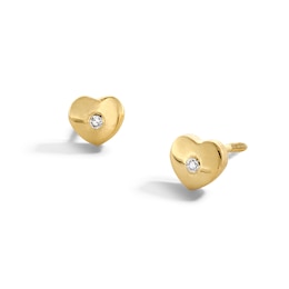Child’s Diamond Accent Heart Stud Earrings in Solid 14K Gold