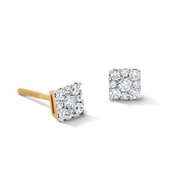 0.25 CT. T.W. Certified Lab-Grown Multi-Diamond Square Stud Earrings in 10K Gold (F/SI2)